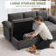 Canapé-lit modulaire en L 80 po - Modulaire 3 places avec lit escamotable et repose-pieds avec rangement 80 po-1371207030
