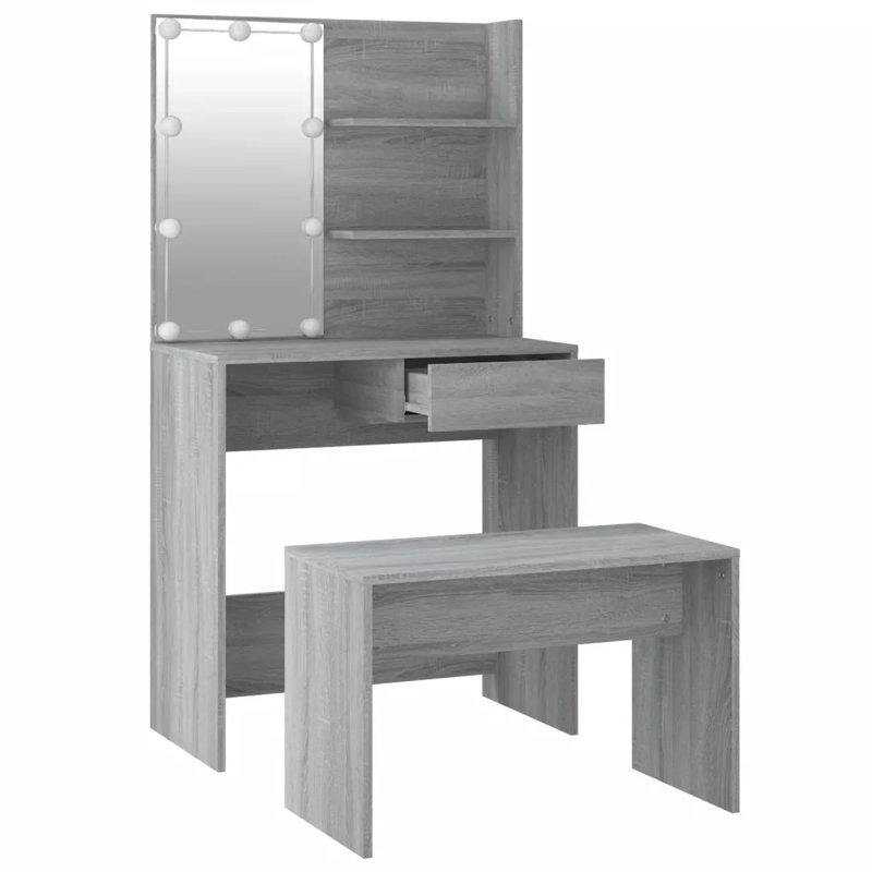 Itamar Dressing Table with Mirror, Light Grey