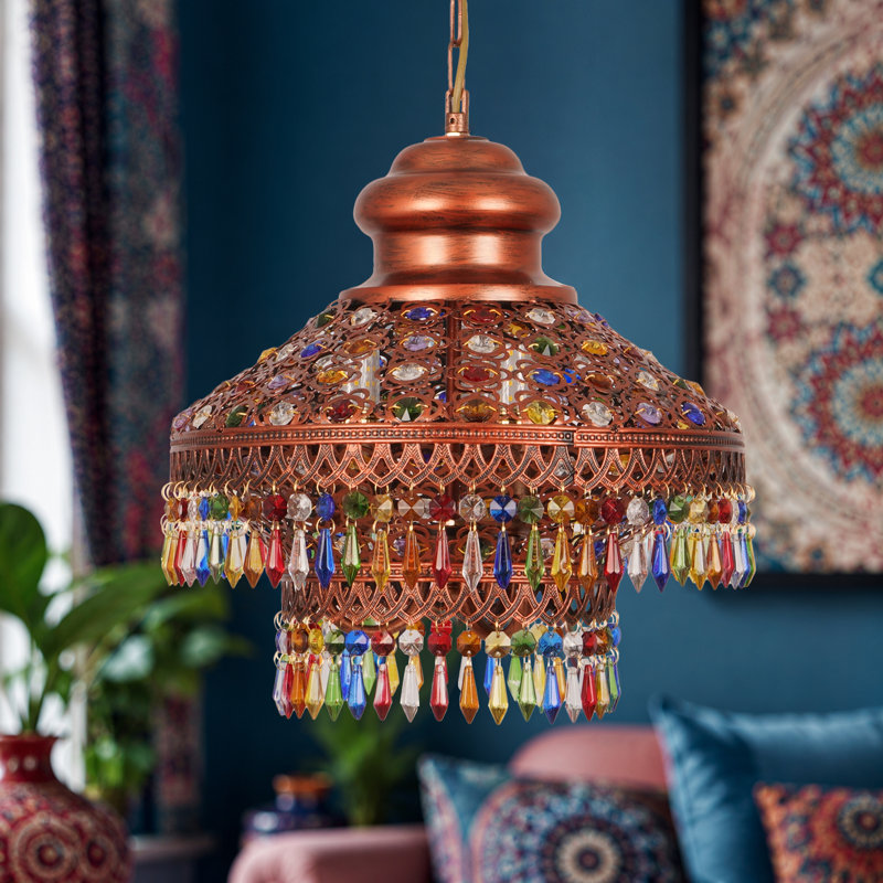 Vintage Moroccan Style Crystal Pendant Light, 3-Light Design