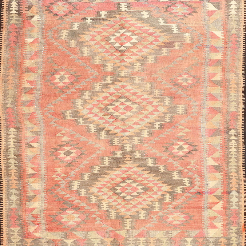 Tapis contemporain orange / jaune, Carré 8 pi
