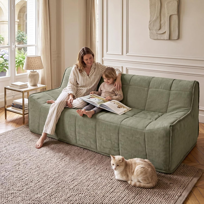 2 Seater Sofa, Green Chenille