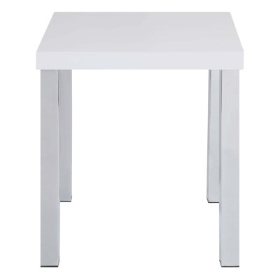 White High Gloss and Chrome End Table