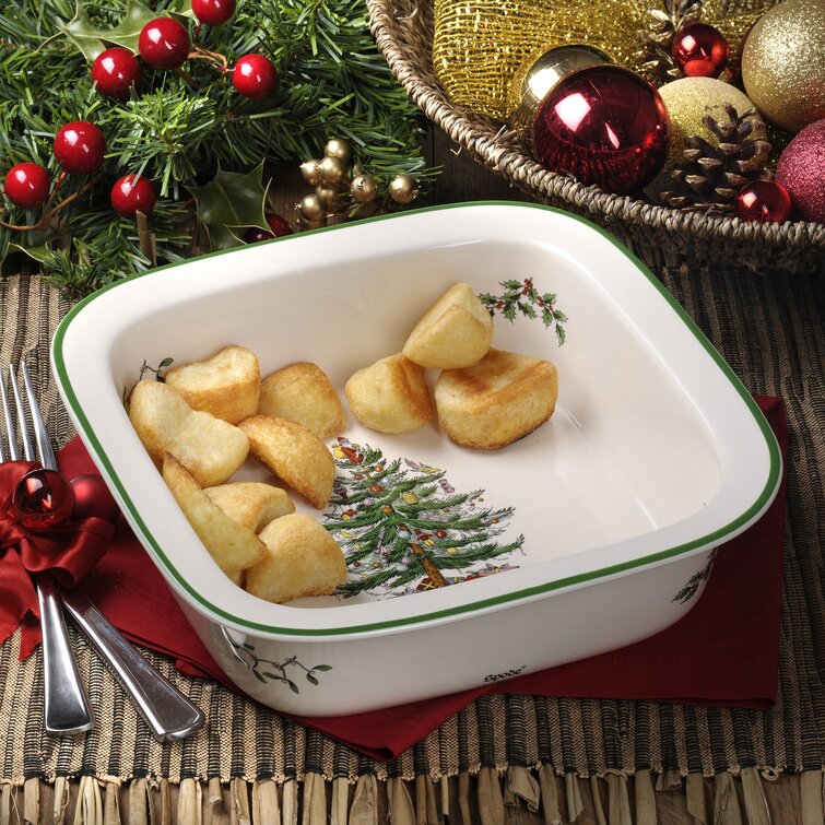Spode Christmas Tree Square Rim Dish/Baker 10"