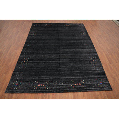 Charcoal Wool Gabbeh Style Handmade Large Area Rug 9x12