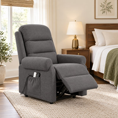 Fauteuil inclinable électrique rembourré de 76 cm de large avec poches latérales de massage et de chauffage - Gris foncé