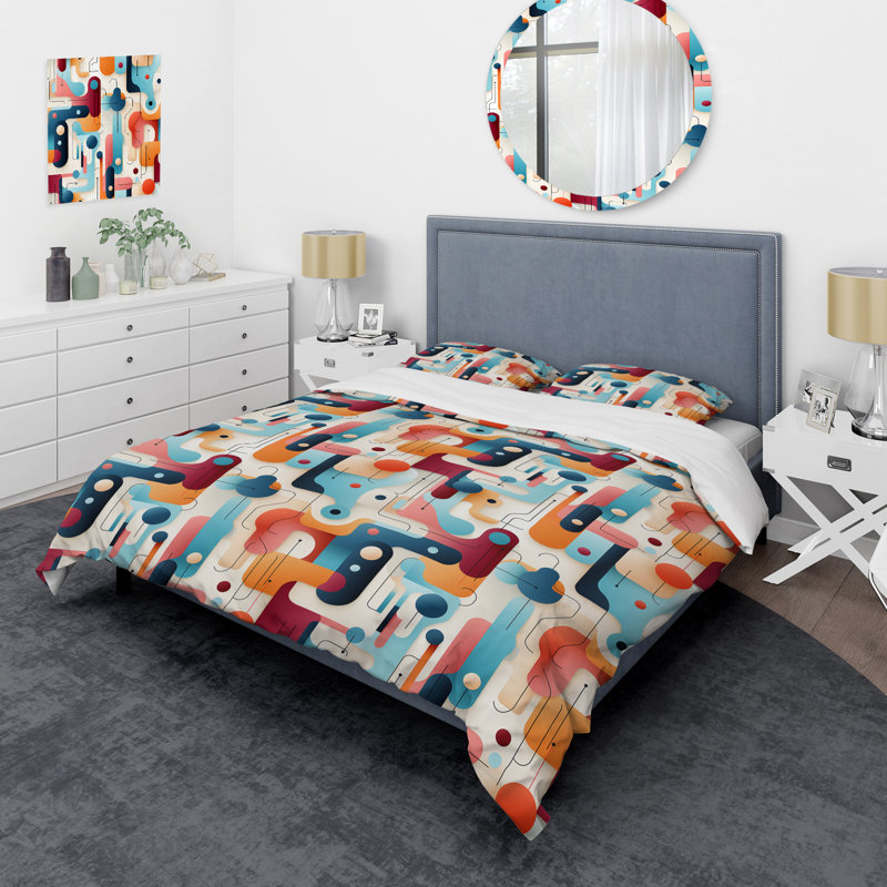 Literie Trendy Patterns 1970S Style II, Housse de couette pour très grand lit et 2 très
