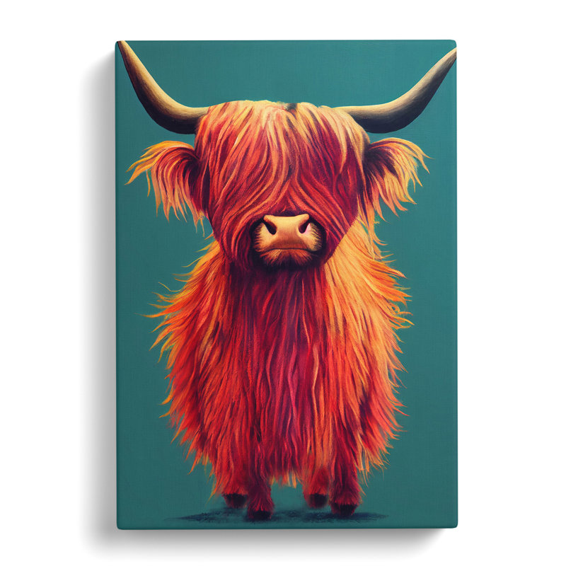 An Awesome Highland Cow - Wrapped Canvas Painting, 50cm H x 35cm W x 3cm D