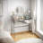 Makeup Vanity With Round Mirror, Mirror With Led Light, And Built-In Charging Station