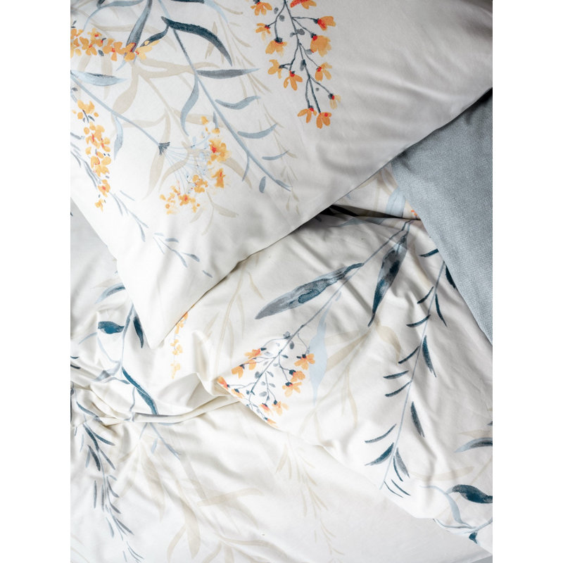 Indigo Blue 100% Cotton Ranforce Single Quilt Cover Set | Duvet Cover 55.1 x 78.7 inches, Pillowcase 23.6 x 23.6 inches | Machine Washable, 145 Thread Count, Button Closure | Soft, Stylish Bedding for Cozy Sleep