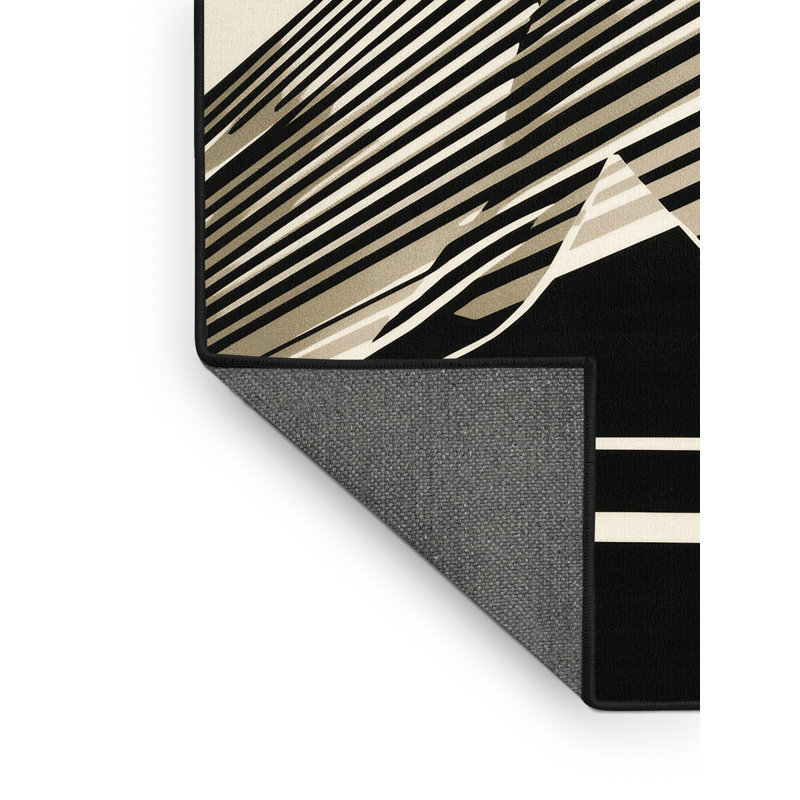 Tapis rayé gris et noir Soft Plush Eilers Baseball, 3 X 5