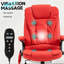 Chaise d'ordinateur inclinable chauffante avec 6 points de vibration, fauteuil de bureau de massage, accoudoirs et télécommande