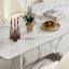 Table de salle à manger rectangulaire en acier fritté de 0,47 po d'épaisseur avec base en acier inoxydable-21848827
