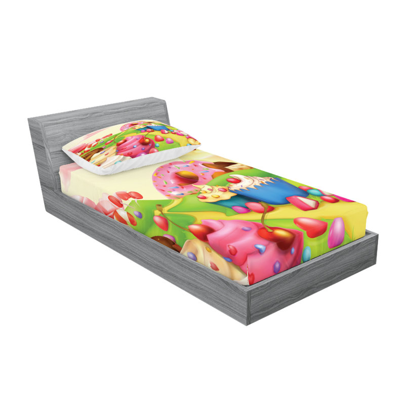 Multicolore ensemble de draps et taies décoratives Ambesonne, Ensemble de draps pour lit simple + 1 drap-housse 