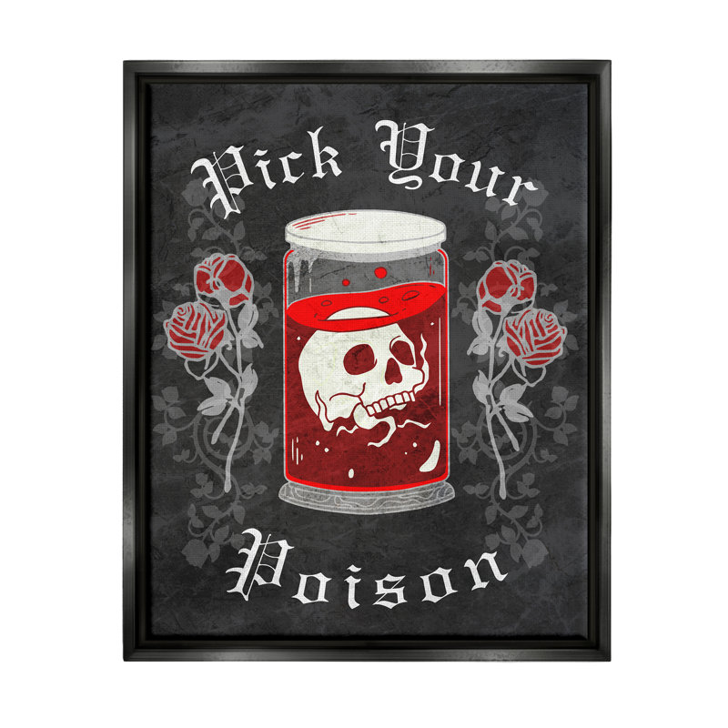 «Pick Your Poison Skull», impression encadrée sur bois, Cadre flottant noir de jais, H 31 po x l 25 po x P 1,7 po