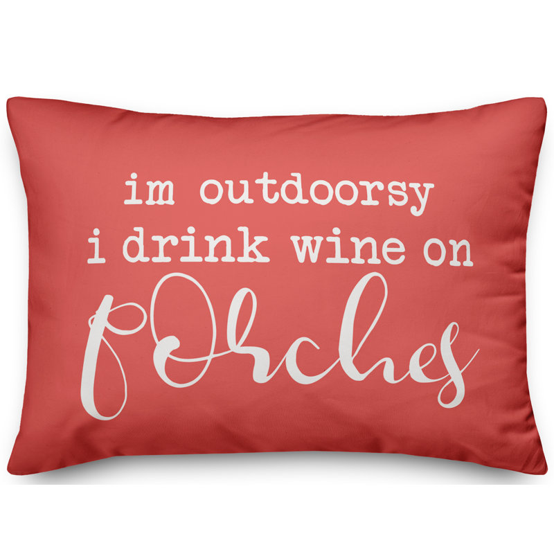 Textual Outdoor Reversible Throw Pillow, Coral
