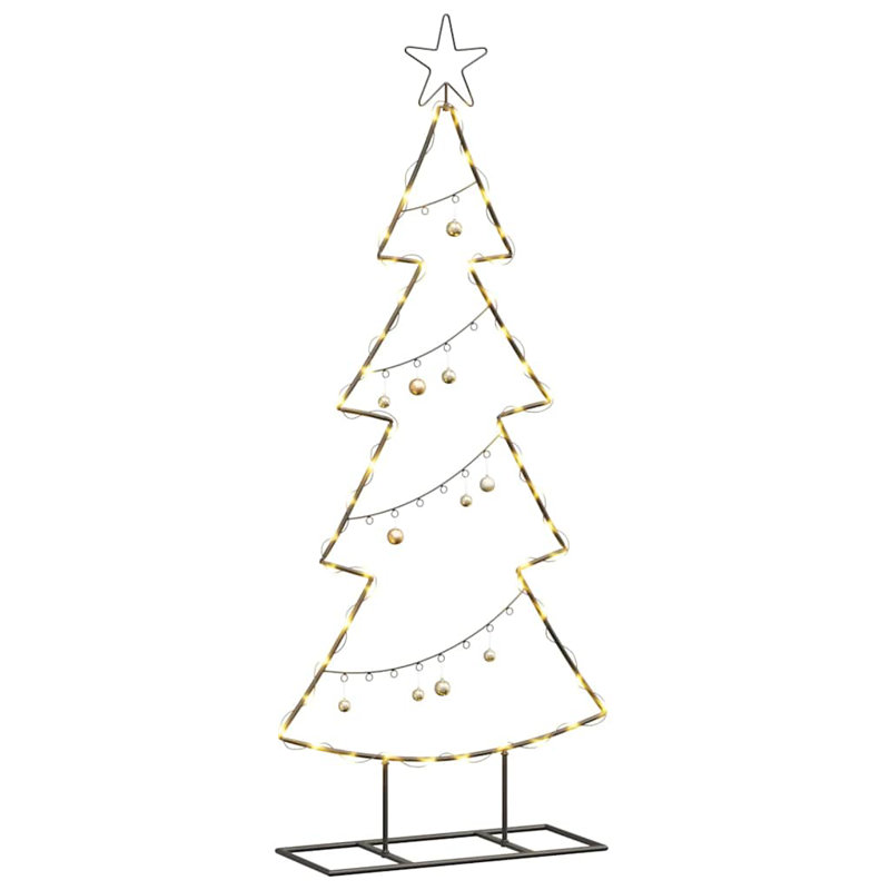 Metal Christmas Tree with Stand Black Steel, 125cm H