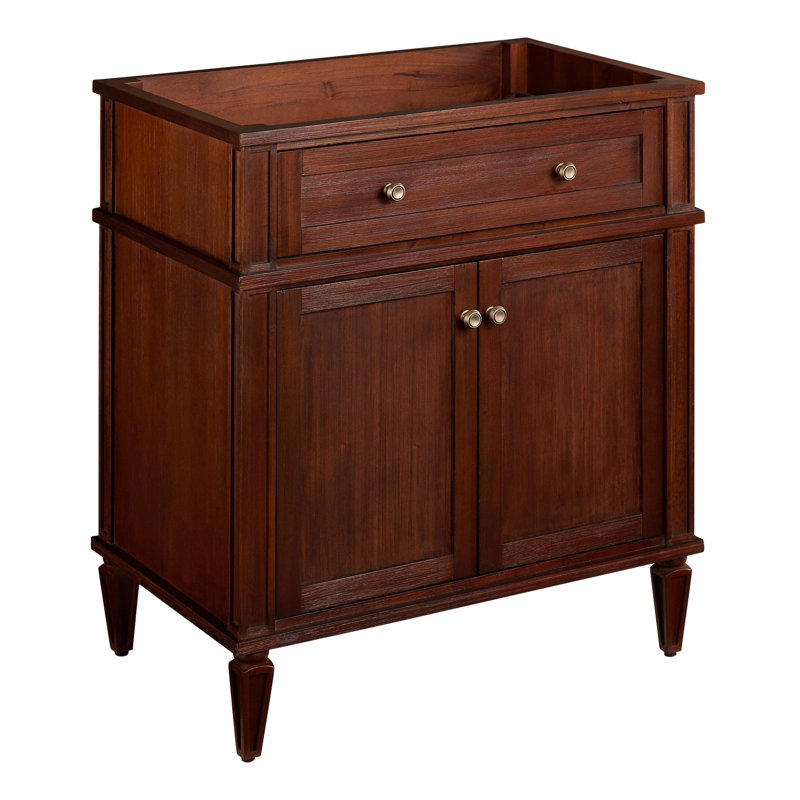Elmdale 30" Freestanding Mahogany Single Basin Vanity Oval Undermount Sink, 8" Centers, Charcoal Black, Carrara Marble