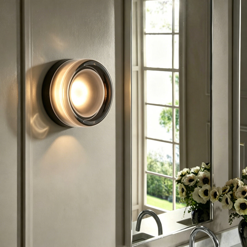 Adalat Led Dimple Flush Mounted Sconce, Gray