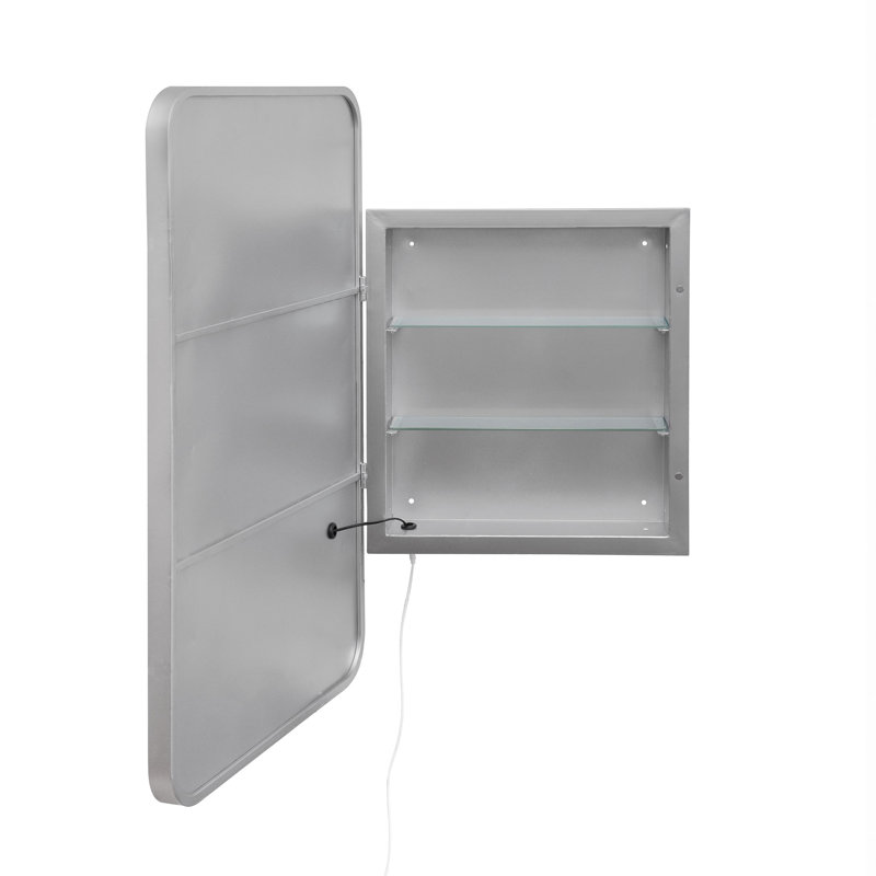 Armoire à pharmacie rectangulaire avec miroir, Argent argent