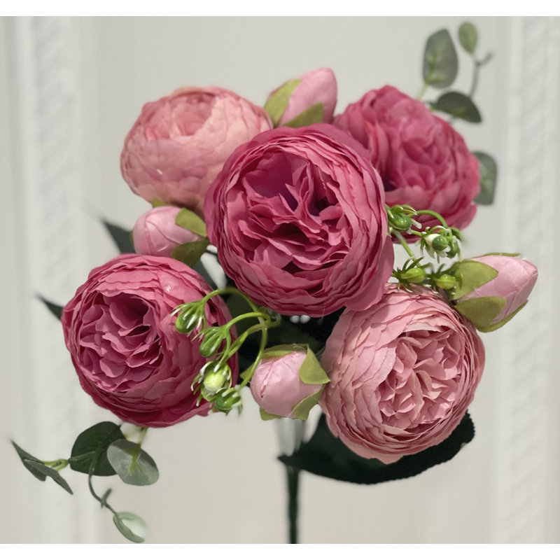 Tiges de pivoine en soie, Rose mixte