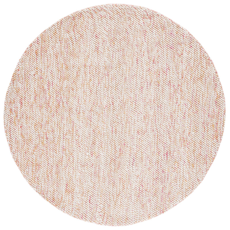 Tapis géométrique tissé à la main rouge / ivoire Almus, Rond 6 pi