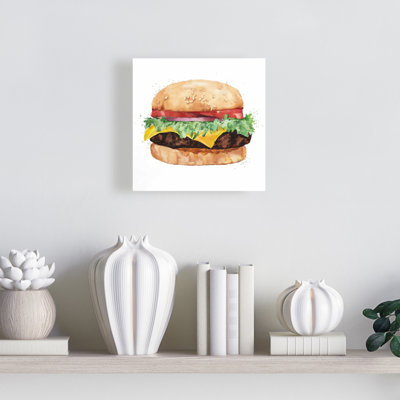 Toile Cheeseburger aquarelle | Décoration brune