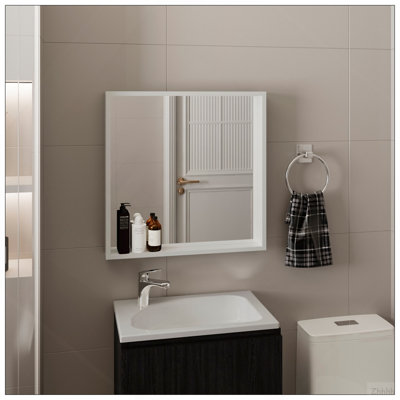 Armoire à pharmacie avec miroir et rangement Dakota, rangement mural pour salle de bain Mordern, blanc