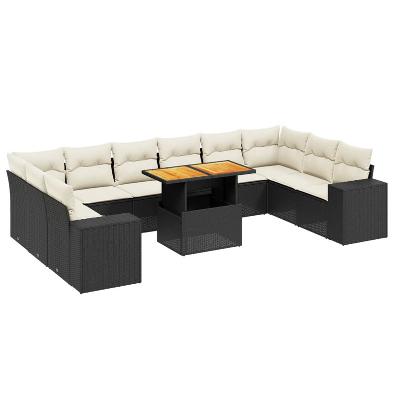 Vidaxl Garden Sofa Set Black, Cream