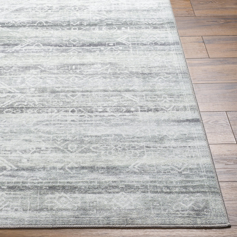 Light Silver Machine Washable Area Rug, Rectangle 8'10" x 11'9"