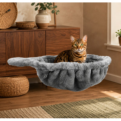 Hamac pour arbre à chat gris extra-large de 31,5 cm de profondeur, conçu comme un accessoire confortable et un hamac de remplacement pour un arbre à chat.