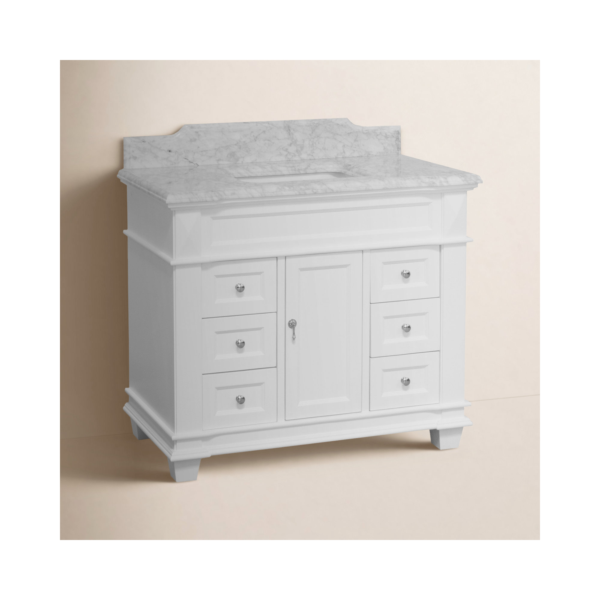 Ensa 42'' Single Bathroom Vanity, White, Carrara Marble