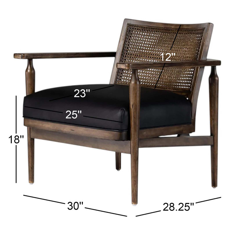 Xavier Armchair, Carson Black Top Grain Leather