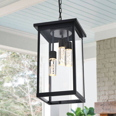 5CCT LED Large Outdoor Pendant Light Fixtures, LED Integrated Bulbs Included 3-Light Outdoor Hanging Lantern Light, Exterior Pendant Ceiling Lighting For Porch Yard Gazebo