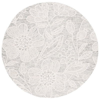 Tapis floral en laine touffeté à la main