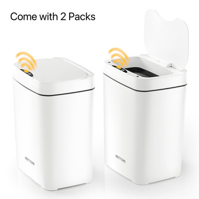 Poubelle à capteur de mouvement de 3,6 gallons avec couvercle, poubelle automatique sans contact intelligente, poubelle en plastique mince pour chambre à coucher, cuisine, dortoir, cuisine