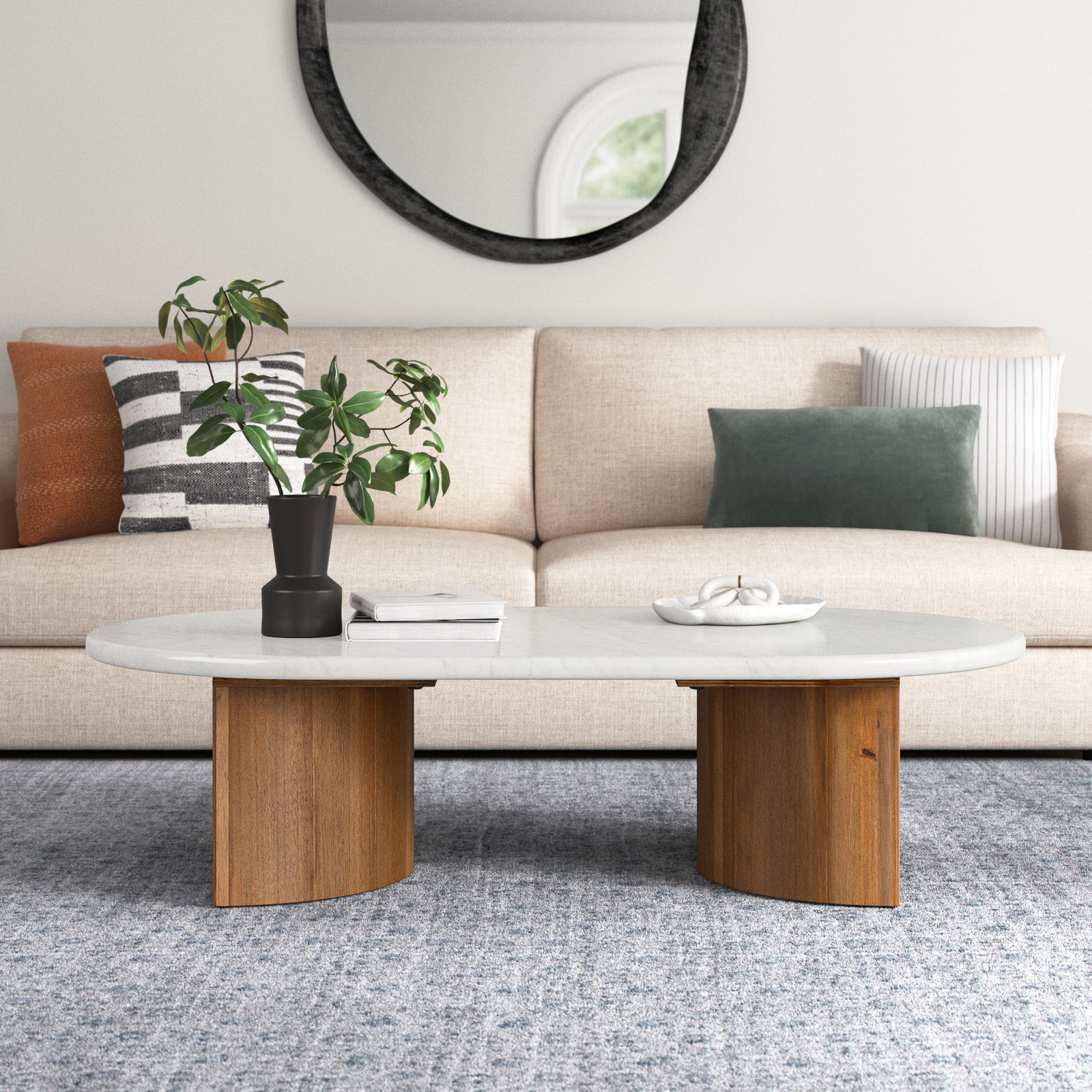 Haiden Single Coffee Table, Seasoned Brown Acacia, 17" H x 35" L x 65" W