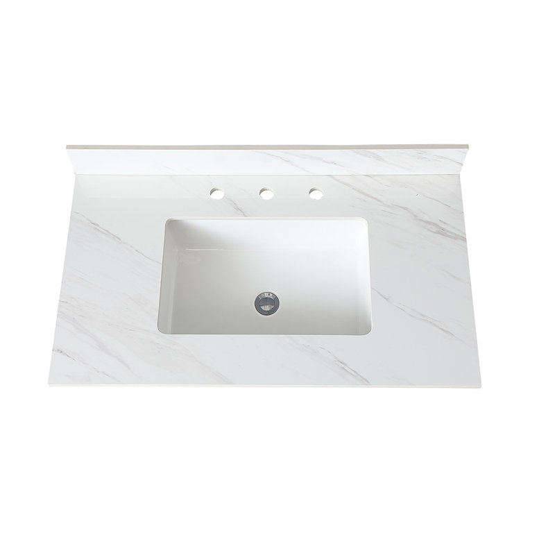 37'' Bathroom Vanity With Marble Top, Single