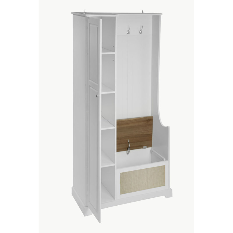 Orford Hall Tree 35.44'' Wide with Bench and Shoe Storage, White