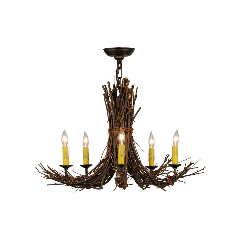 Lustre classique/traditionnel de style bougie 5 lumières brindilles