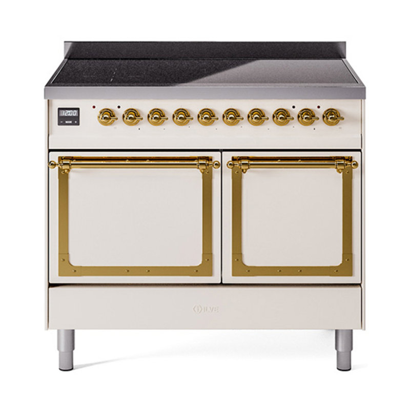 ILVE Nostalgie II Noblesse 40 in Induction Range, Antique White/Brass