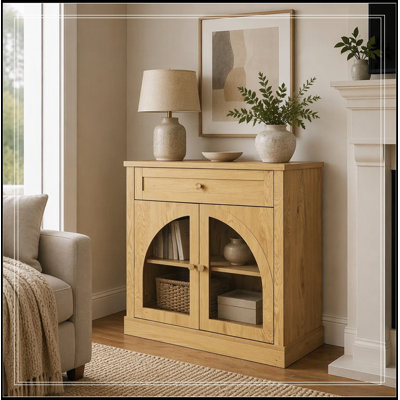 Armoire avec 1 tiroir et 2 portes en verre arquées