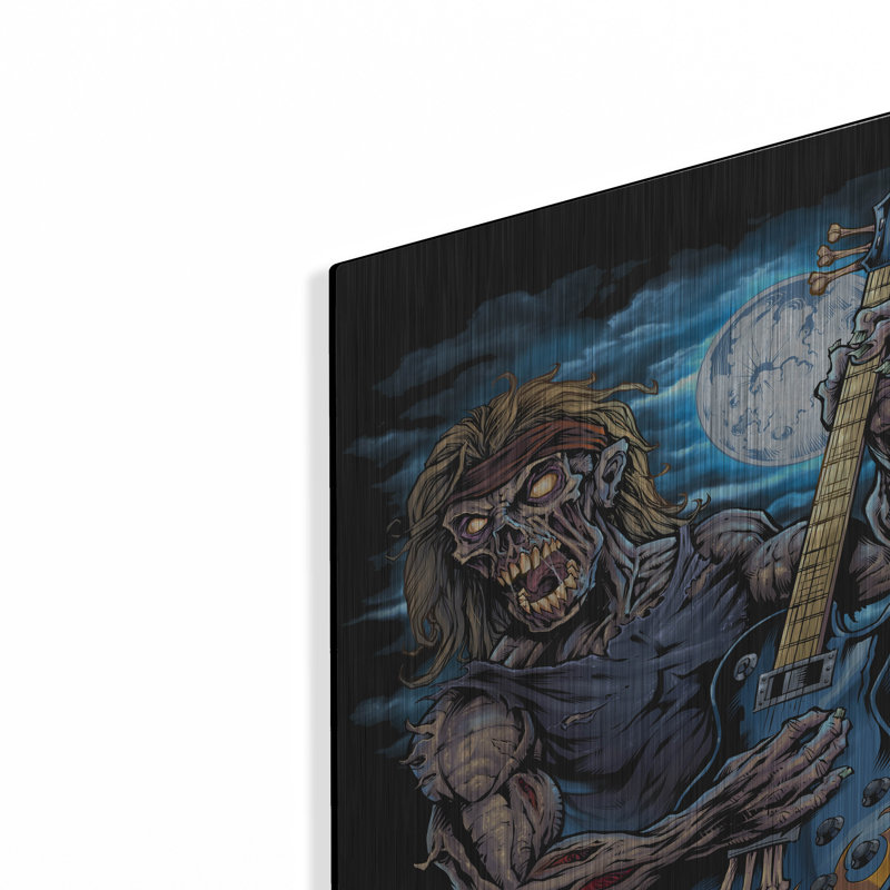 «Zombie Guitar Player» par Flyland Designs, art mural en métal, H 16 po x l 12 po