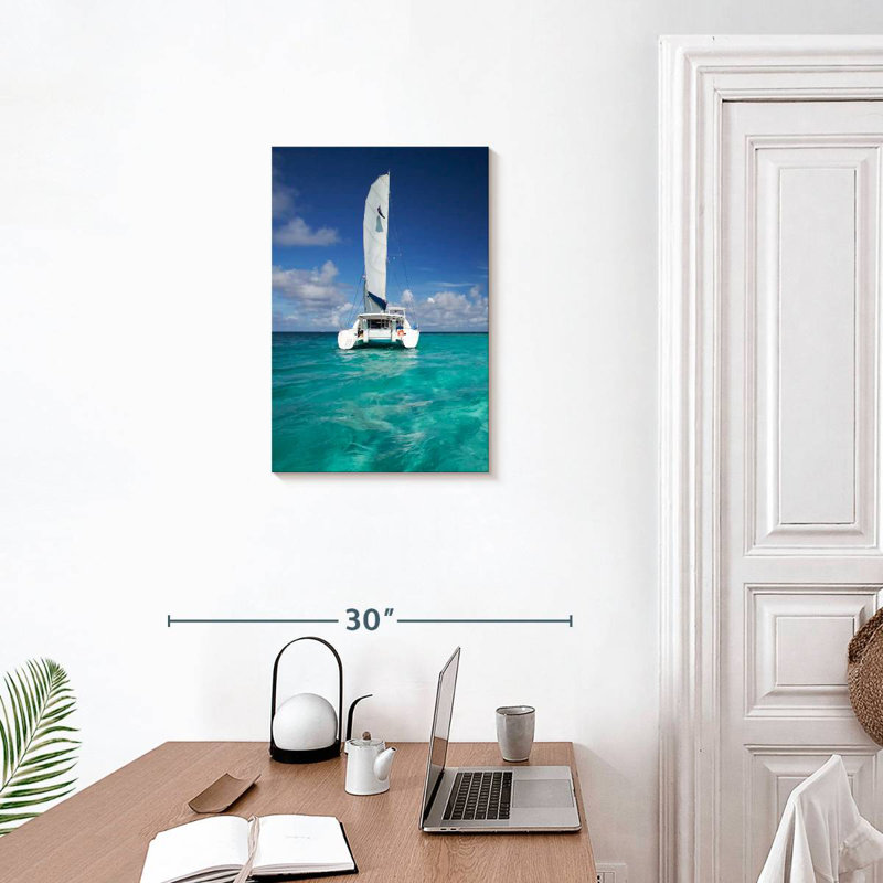 Aime Turquoise Sea Catamaran, 24" H x 16" W