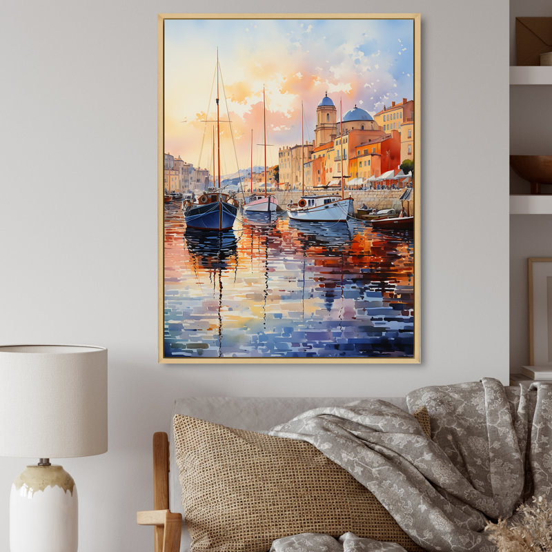 Frinton, le port de Saint-Tropez, H 32 po x l 16 po x P 1 po, Cadre naturel flottant