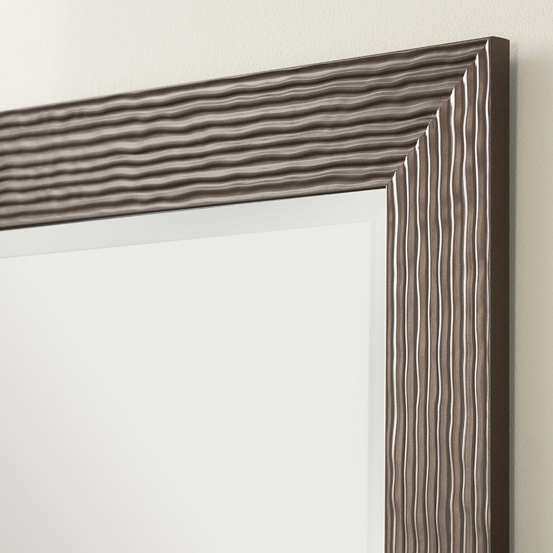 Madge Wavy Framed Wall Mounted Accent Mirror Bevelled, 67cm H x 92.5cm W, Bronze
