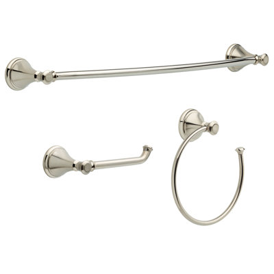 Cassidy 3-Piece Bath Hardware Set with 24 in. Towel Bar, Toilet Paper Holder, Towel Ring