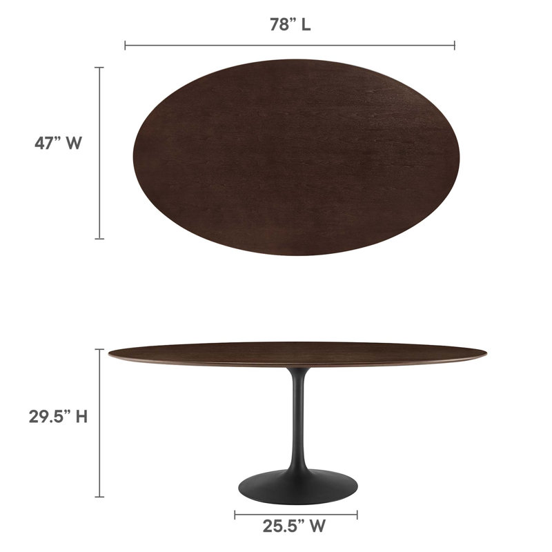 Table de salle à manger Silver Orchid Fein, H 29,5 po x l 47 po x L 78 po, Cerisier, Noir