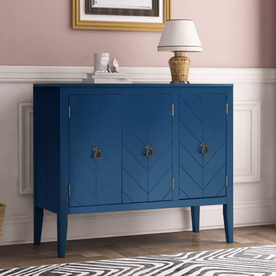 Buffet de rangement réglable avec 3 poignées rétro en métal et 4 pieds en bois de pin, pour le hall d'entrée, le salon, la salle d'étude et la salle à manger