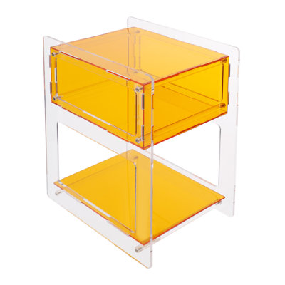 Modern 20" Acrylic 3-Tier End Table - Minimalist Nightstand & Side Table