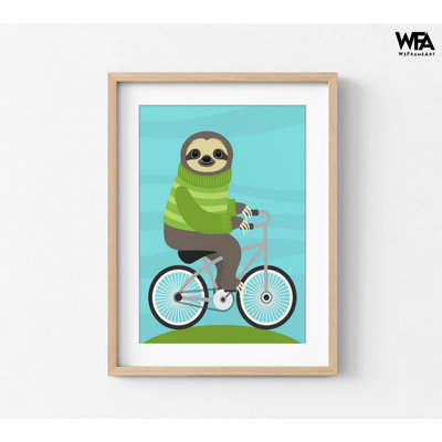 Mignon paresseux, reproduction d'art, encadré adorable animaux, reproduction de vélo, impression d'affiche à l'extérieur, art mural ludique, art mural encadré